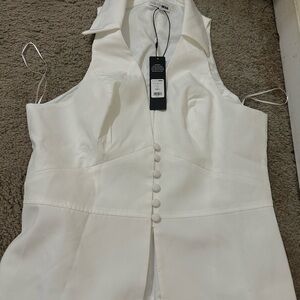 Fashion Nova White Button-Up Blouse